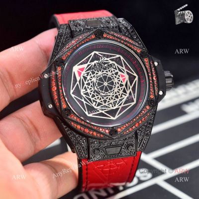 Hublot Big Bang Sang Bleu All Black Red 43mm Mens Watch Replica